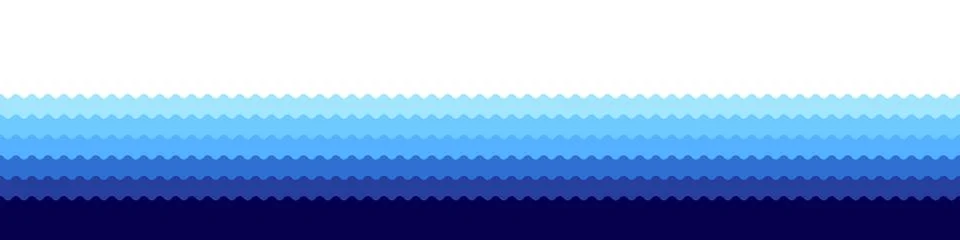 Blue water wave background. Vector ocean illustration in flat style. Stock Illustration