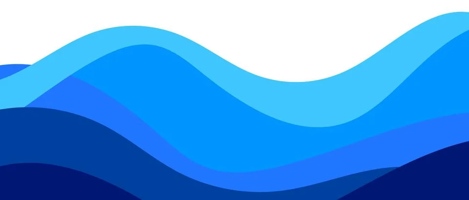 Blue water wave background. Vector ocean illustration in flat style. Stock Illustration