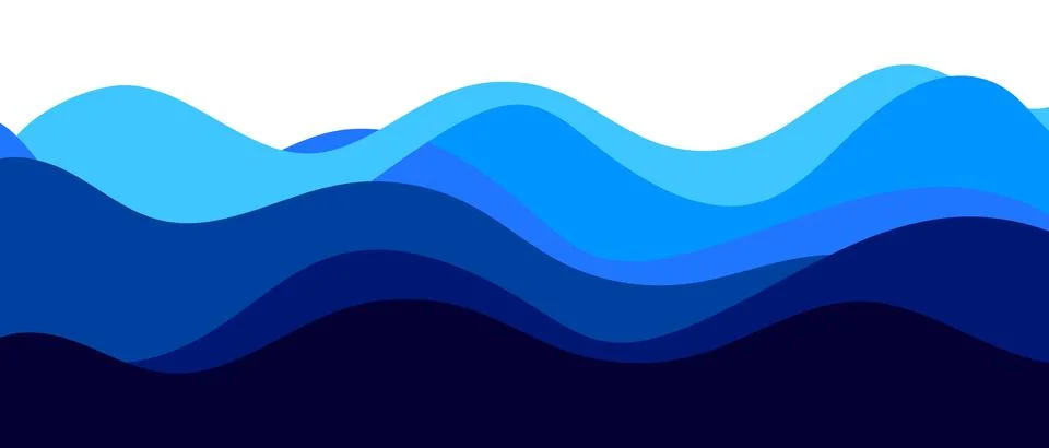 Blue water wave background. Vector ocean illustration in flat style. Stock Illustration