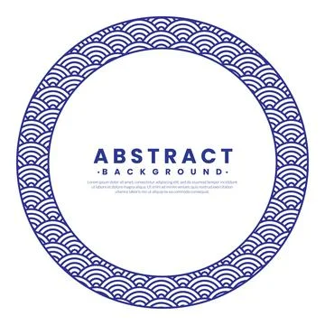 Blue water wave line pattern border frame. Japanese style concept. Backgrou.. Stock Illustration