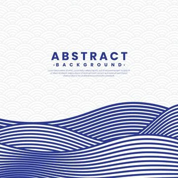 Blue water wave line pattern background. Traditional Japanese pattern conce.. Stock Illustration