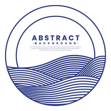 Blue water wave line pattern border frame. Background elements vectors. Jap.. Stock Illustration