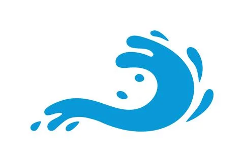 Blue water wave splash vector. Cartoon liquid drop motion isolated on white イラスト素材
