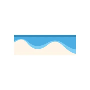 Blue water waves gently rolling over white sand beach minimalist illustration Illustrazione stock