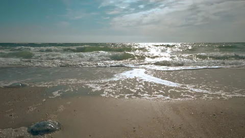 Blue water waves surface, background Stock Footage 161160770