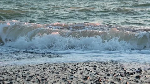 Blue water waves surface, beautiful background. Fresh drinking water Video stock 173838951