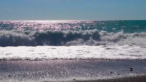 Blue Water Waves Surface, Beautiful Background with Copy Space. Colorful Video Stock Footage 240922182