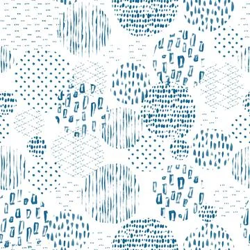 Blue watercolor abstract pattern. Seamless hand draw ornate. Stock Illustration