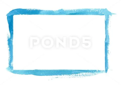 Blue Watercolor Border Frame PSD Template