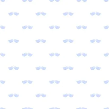 Blue watercolor mustache seamless pattern on white background Stock Illustration