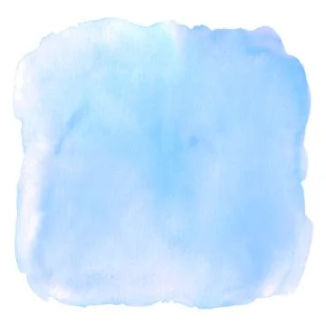 Blue watercolor square splash background. Abstract hand drawn paint textured  Stock Illustration