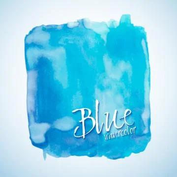 Blue watercolor square, vector design element Stock Illustration