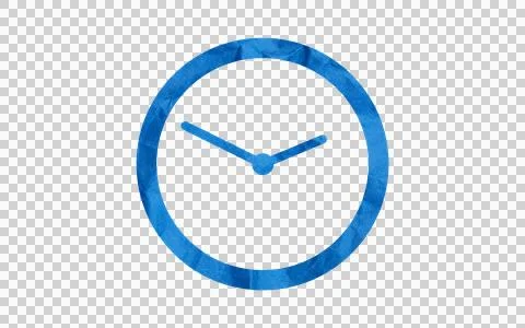 Blue Watercolor Texture Clock Icon on White Background Illustration
