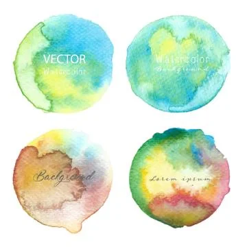Blue watercolour circle set on white background, Watercolor logo, Vector illu Stock Illustration
