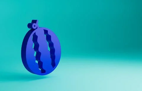 Blue Watermelon icon isolated on blue background. Minimalism concept. 3D render Stock Illustration