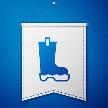 Blue Waterproof rubber boot icon isolated on blue background. Gumboots for .. Ilustração Stock