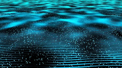 Blue wave and moving particle are flying forward zoom panning motion Stock-Footage 87009404