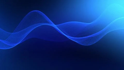 Blue wave on a blue gradient background. Vector water, liquid linear shape... Stock Footage 280573426