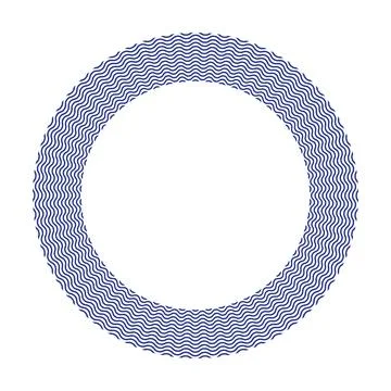 Blue Wave Circle Border Vector Illustration Decorative Circular Frame Illustrazione stock