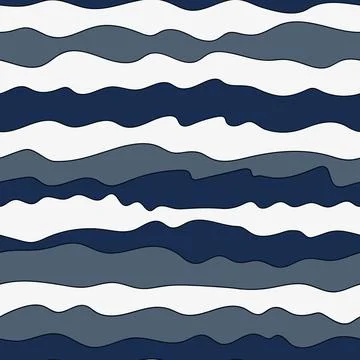Blue wave creative seamless pattern. Abstract wavy line endless wallpaper. St Illustrazione stock