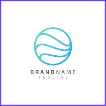 Blue wave design in a circle. Simple and modern Stock Illustration