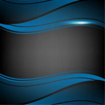 Blue wave design element on dark background abstract vector Stock Illustration