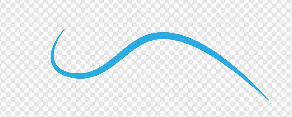 Blue wave line element. Isolated wavy curve graphic. Abstract design shape Stockillustratie