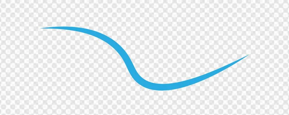 Blue wave line element. Isolated wavy curve graphic. Abstract design shape. Stockillustratie