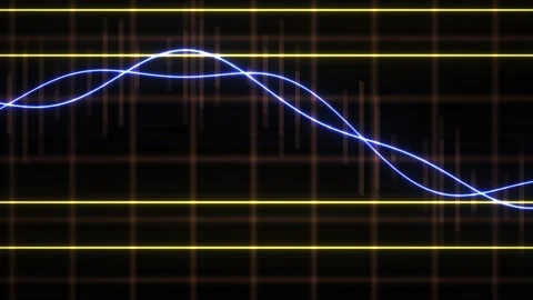 Blue wave line on grid background. Stock Footage 335104917