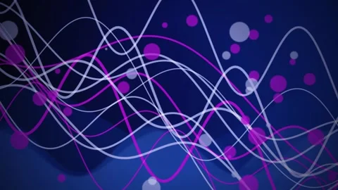 Blue wave lines and floating circular particles flow in a seamless loop Stock Footage 341070596