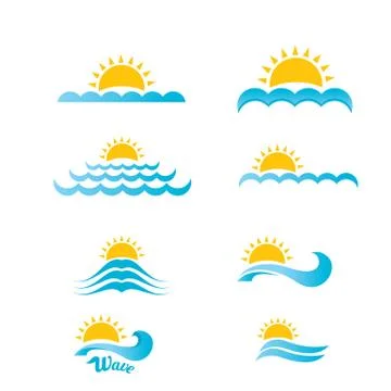 Blue wave logo design elements. abstract wave イラスト素材