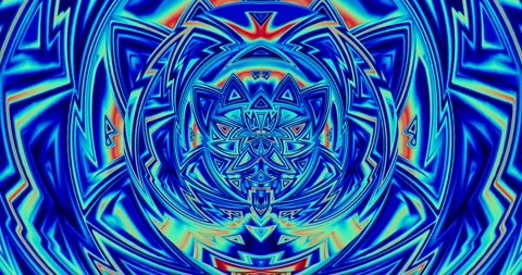 Blue Wave Mandala Ornamental Pattern Kaleidoscope Seamless Loop Video stock 160031296