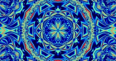 Blue Wave Mandala Ornamental Pattern Kaleidoscope Seamless Loop Video stock 160034825
