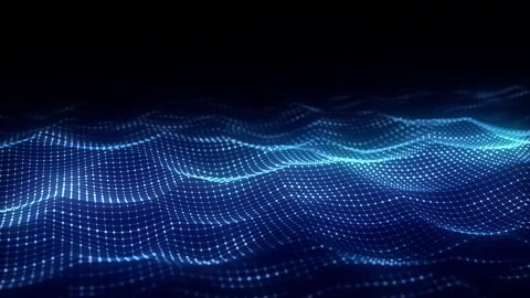 Blue wave with motion dots and lines. Abstract digital background. Stock Footage 272595665