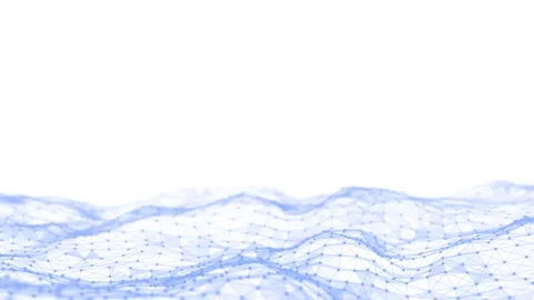 Blue wave with motion dots and lines. Abstract digital white background. Video stock 291961258