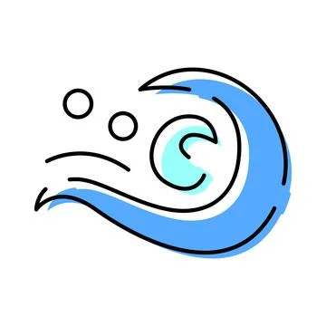 Blue wave movement abstract line art icon Stock Illustration