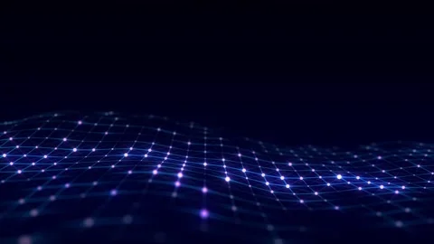 Blue wave of particles. Abstract background with a dynamic wave. Stock Footage 271452828