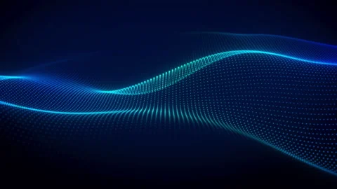Blue Wave Of Particles Flowing Technology Background Digital Data Visualization Stock Footage 281059266