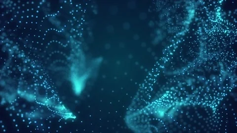 Blue wave of particles. Futuristic neon glowing surface. Stock Footage 112201077