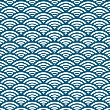 Blue Wave Pattern Background Japanese Style. Vector Illustration. Stock Illustration