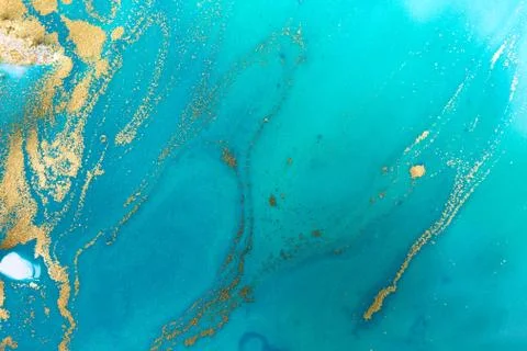 Blue wave pattern with layers of gold sequins. イラスト素材