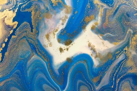 Blue wave pattern with layers of gold sequins. イラスト素材