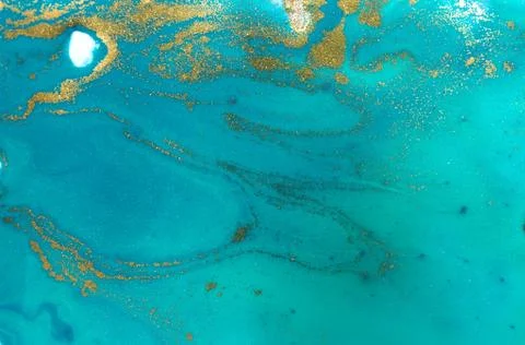 Blue wave pattern with layers of gold sequins. Stock Illustration