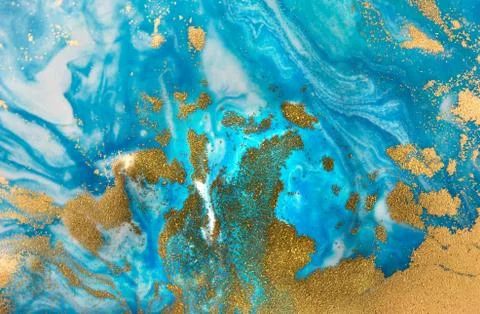 Blue wave pattern with layers of gold sequins. Stockillustratie