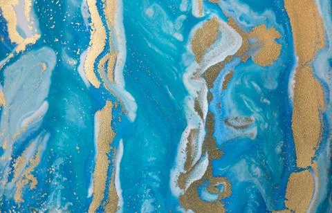 Blue wave pattern with layers of gold sequins. Stock Illustration