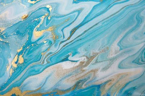 Blue wave pattern with layers of gold sequins. Stock Illustration