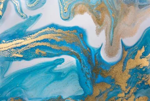 Blue wave pattern with layers of gold sequins. Stock Illustration