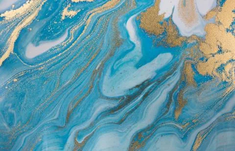 Blue wave pattern with layers of gold sequins. Stock Illustration