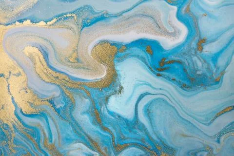 Blue wave pattern with layers of gold sequins. Stock Illustration