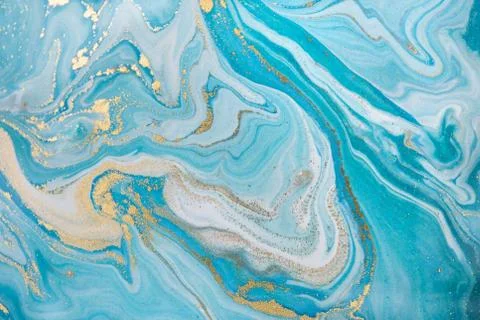 Blue wave pattern with layers of gold sequins. Stock Illustration